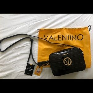 Valentino Babette Croc Leather Shoulder Bag